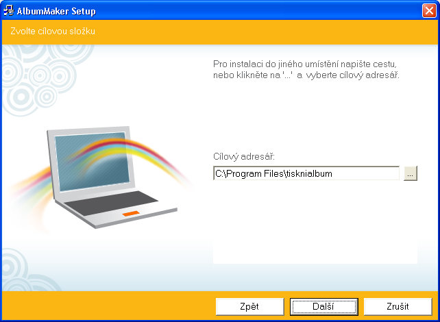 Složka pro instalaci AlbumMakeru